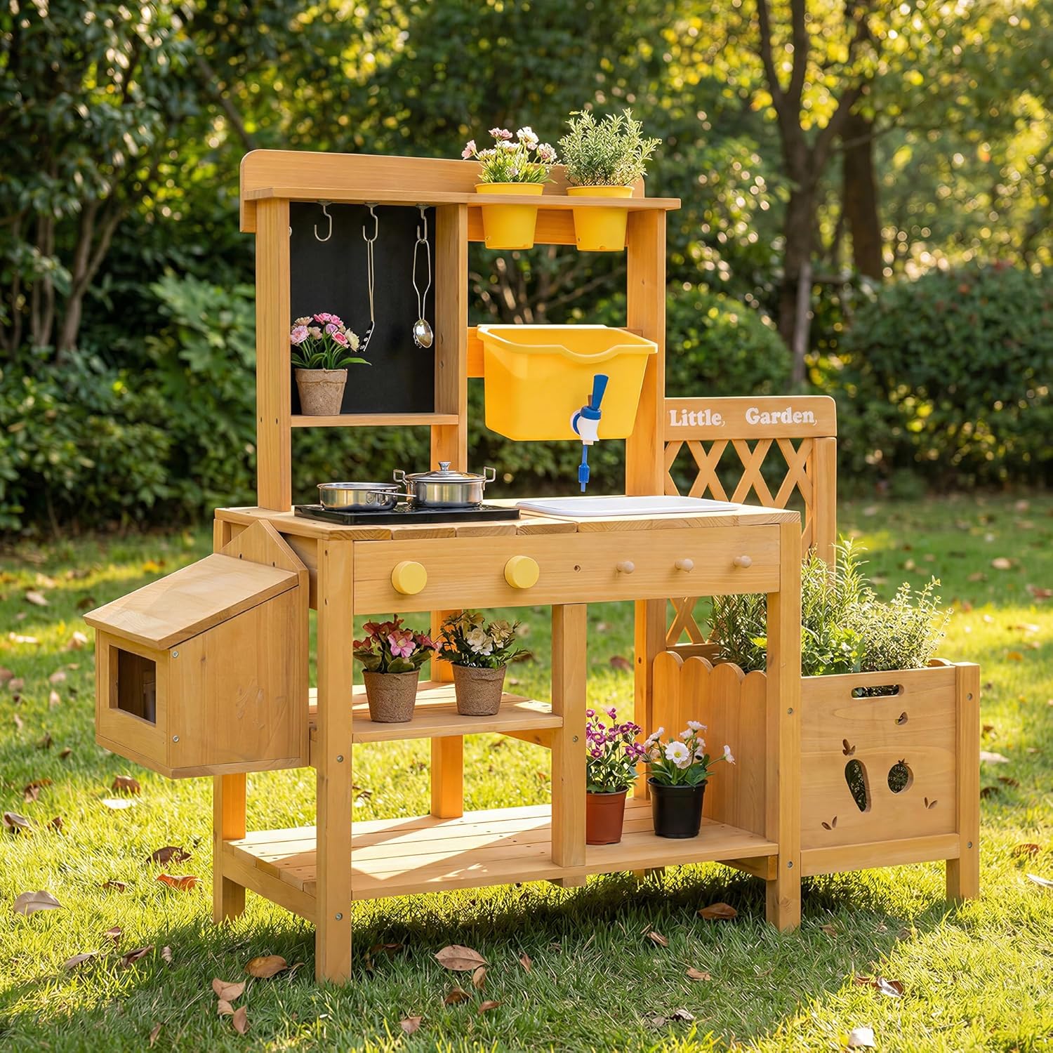 Kids Outdoor Mud Table - Wooden Mud Kitchen for Kids, Outdoor