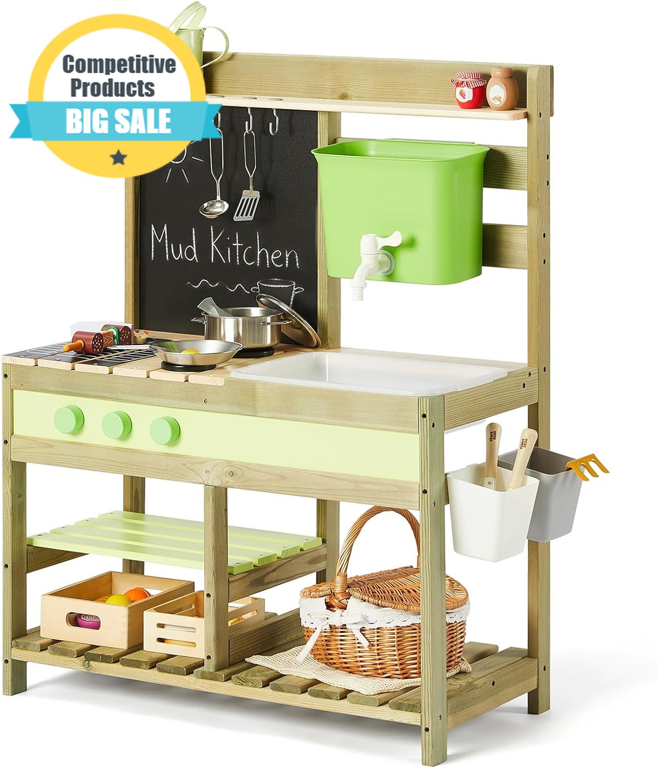 Kids Outdoor Mud Table - Mud Kitchen for Kids Outdoor, Wooden
