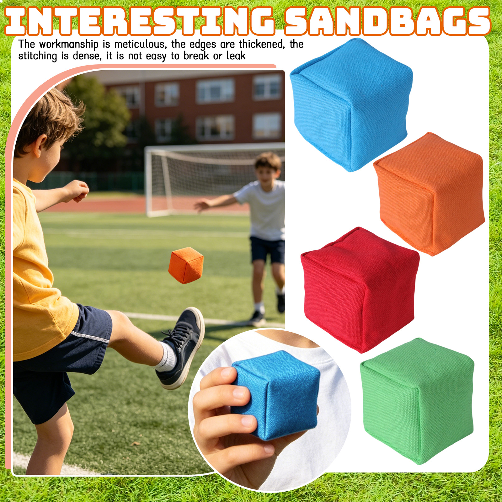 Kids Outdoor Bean Bag - 1PC Canvas Cube Children's Beanbag Balls