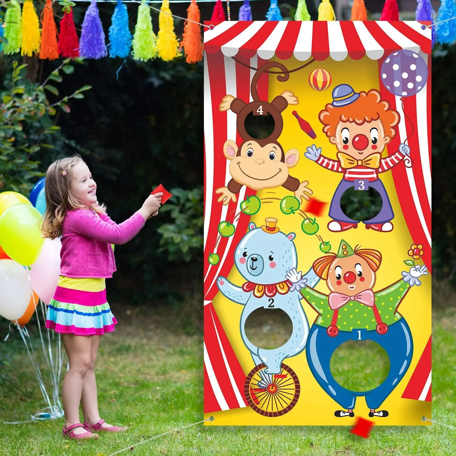 Kids Outdoor Bean Bag - Circus Clown Monkey Bear Bean Bag
