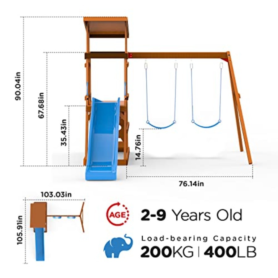 Playground Wooden Swing Sets f - Kids Outdoor Furniture recensione e prezzo