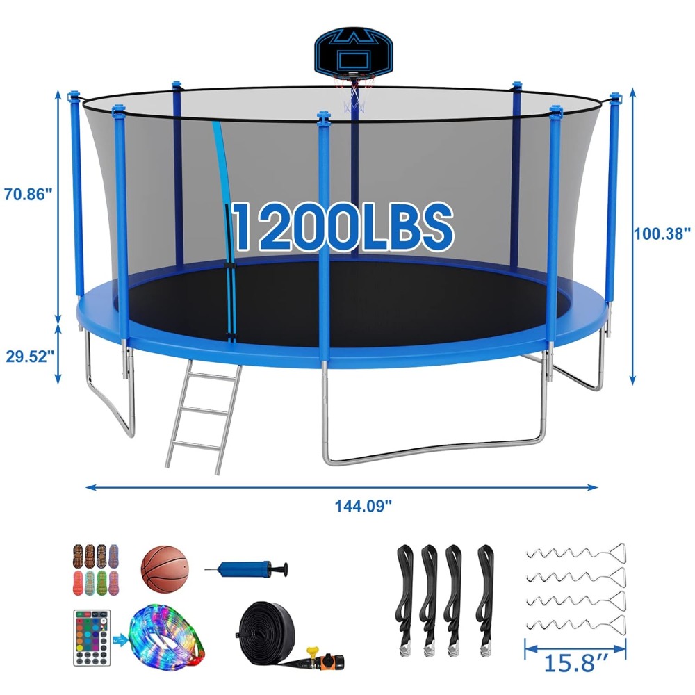 12FT Windproof Outdoor Trampol - Kids Outdoor Furniture recensione e prezzo