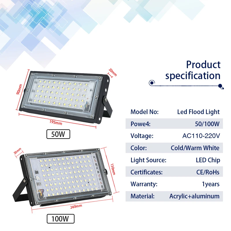 LED Flood Light 50W 100W AC110 - Balance Beam Outdoor recensione e prezzo