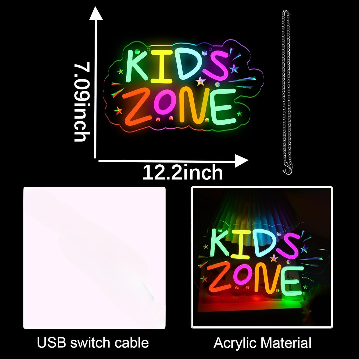 Kids Zone Neon Sign Art Wall L - Kids Outdoor Zone recensione e prezzo